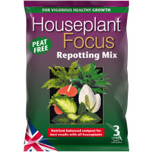 Houseplant Focus Repotting Mix, 3L - Growth Technology Potting Soil for Indoor Plants - Peat-Free Soil - Professional Grade House Plant Food, Brown
