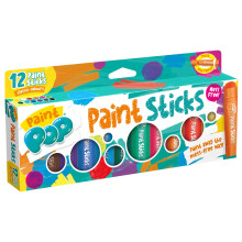 Paint Pop Paint Sticks For Kids - 12 Pack Assorted Colours - Twist & Paint, Mess-Free, Drying Action, Easy Clean Up, Vibrant Colours, Multi-Surface