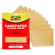 Fit For The Job 10 Large A4 Size Sheets Coarse Grade Sandpaper for Plaster For Home Improvement, Decorating & More, 11x9 inch (230x280mm) 11" x 9"