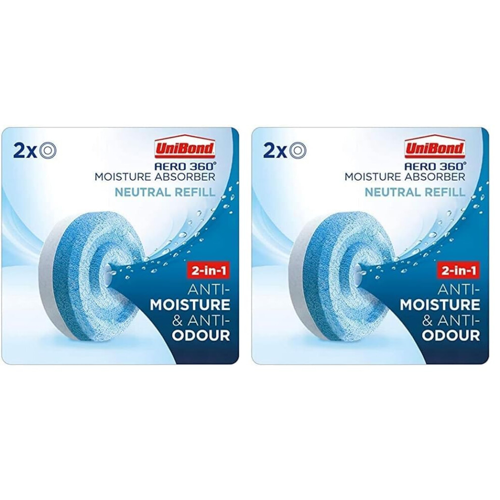 Unibond Aero Moisture Absorber Neutral Refill Tab, Ultra-Absorbent And Odour-Neutralising, For Aero Dehumidifier, Twin Pack (2 X 450G) (Pack Of 2)