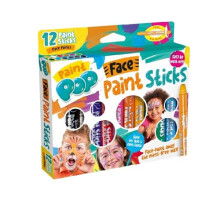 Paint Pop Paint Sticks For Kids - 12 Pack Face Paints Assorted Colours - Twist & Fast Drying Action, Easy Clean Up, Vibrant Colours,25 Milliliters
