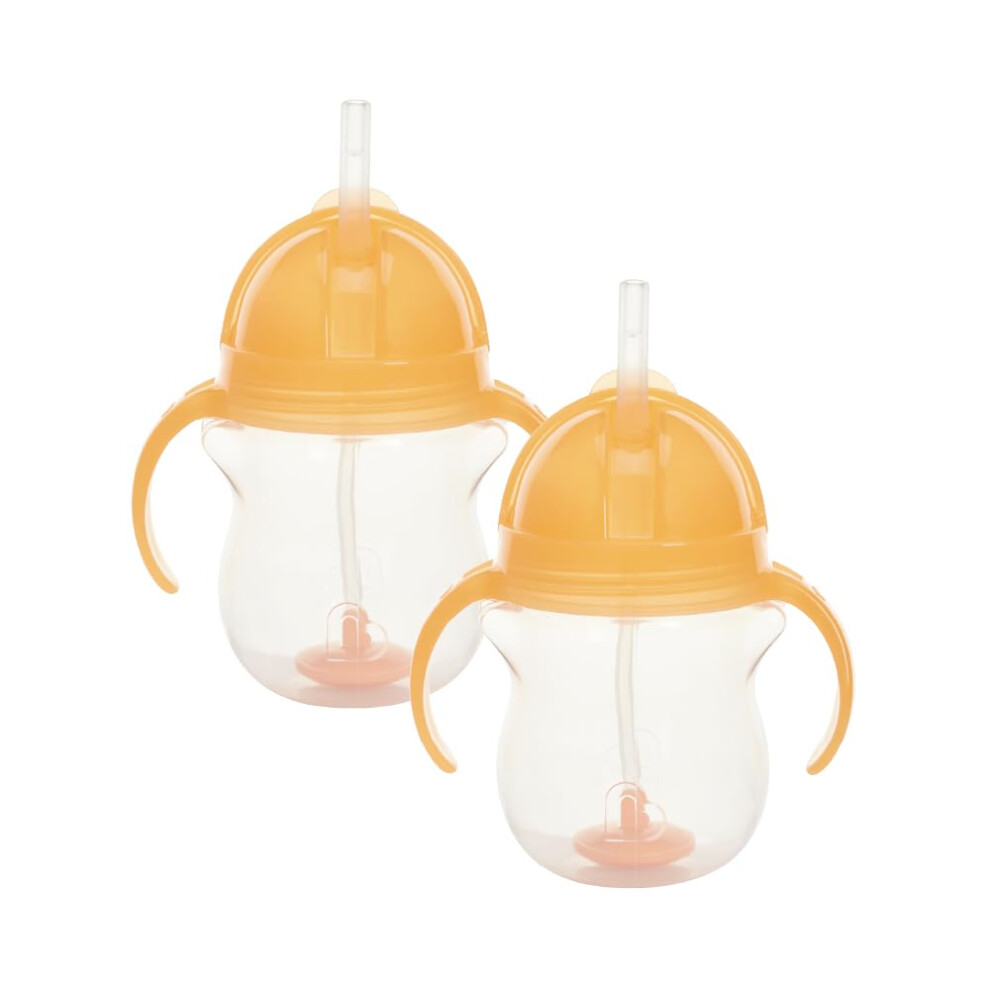 Munchkin Click Lock Tip & Sip Straw Cup Set | Baby Toddler Sippy Cups with Cup | Baby Cup Weighted Straw |Baby Bottles -7oz/207 ml| 2 Pack | Orange