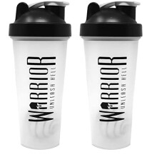 Warrior Protein Shaker Bottle, Includes Wire Mixball Blender – 600ml – Perfect for Mixing Powdered Clear, BPA Free, Dishwasher Safe (Pack of 2)
