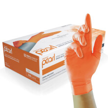 Unigloves Orange Pearl Nitrile Examination Multipurpose, Powder Free and Latex Free Disposable Box of 100 Gloves, Orange, Extra Large (GP0135)