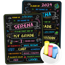 Schild Erster Schultag Tafel Erster Schultag 14 x 11 doppelseitig und wiederverwendbar Schulanfangsbedarf Kreidetafel fr Kinder Erster