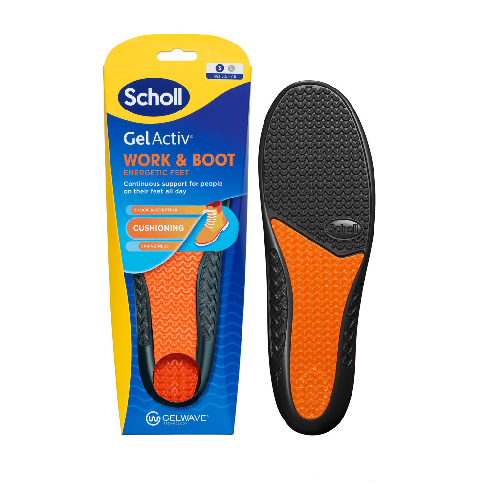 Scholl Gelactiv Work & Boot Insoles For Women, All Day Comfort At Work, Shock And Comfort Cushioning With Gelwave Technology, Uk Size 3.5-7.5