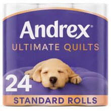 Andrex Ultimate Quilts Toilet Paper 24 Rolls, Air Pocket Technology for Soft, Thick Sheets – 24 Quilted Toilet Rolls x 1 Pack, FSC Certified