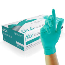 Unigloves Green Pearl Nitrile Examination Multipurpose, Powder Free and Latex Free Disposable Box of 100 Gloves, Green, Large (GP0044)