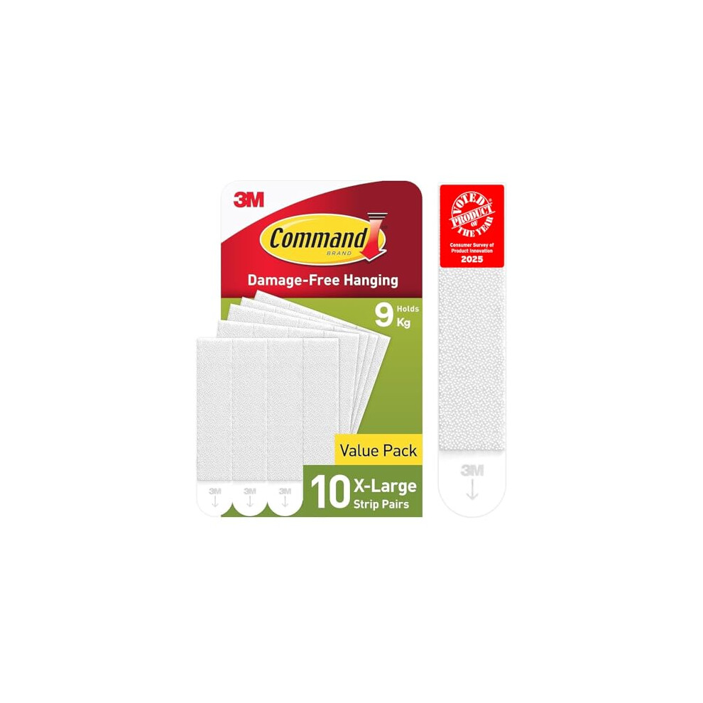Command Picture Hanging Strips, White, X-Large, 10 Pairs (20 Strips) - For Pictures, Frames, Mirrors, Wall Decor - Damage Free Hanging
