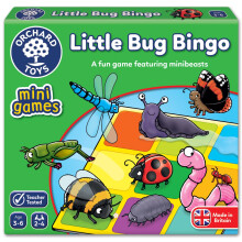 Orchard Toys Little Bug Bingo - Compact Mini for Boys, Girls, and Toddlers - for 3+ Year Olds - Holiday Travel for Kids - 2-4 Players