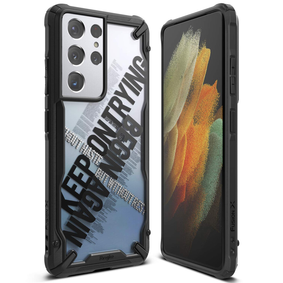 Coque Ringke Fusion-X compatible avec le Galaxy S21 Ultra, motif imprim   , coque robuste     Croix