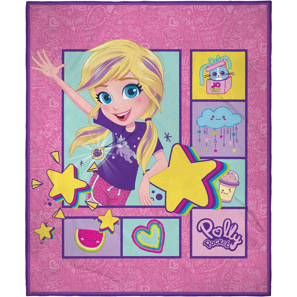 Intimo Polly Pocket : C'est L'heure De Pocket ! Plaid Polaire Ultra Doux Et Moelleux 50 X 60 Cm 127 X 152 Cm-image