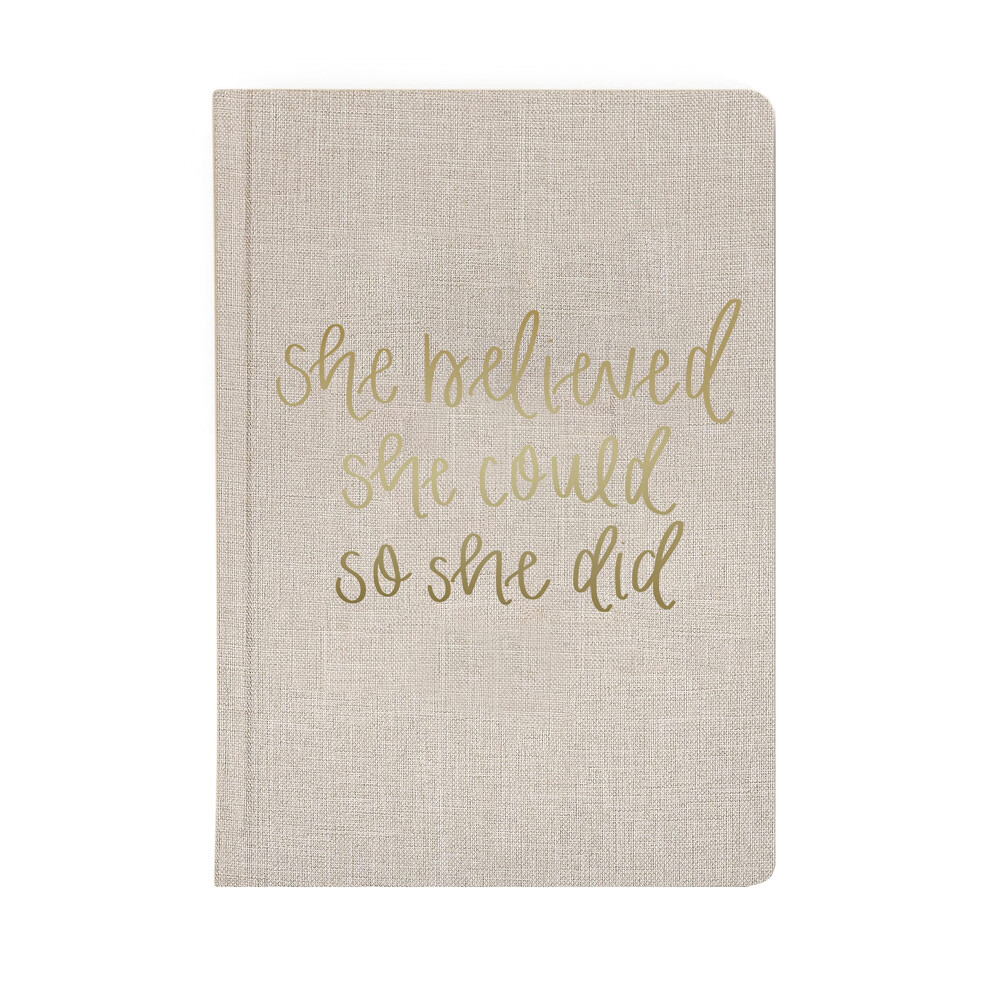Sweet Water Decor cute Motivational Lined composition Notebook for Women  100 Ruled Pages for Writing  Diary with Fabric Inspirational cover Tan She B-image-OPC-PFM5KMV-NEW