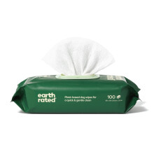 Earth Rated Hypoallergenic Pet Wipes for Dogs & Cats, Cleaning and Odour-Controlling Grooming for Paws, Body, and Butt, Unscented, 100 Count