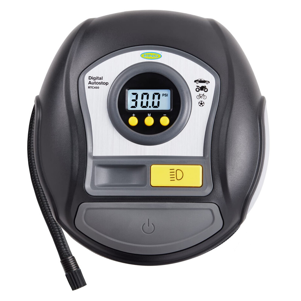 Ring Automotive Tyreinflate 450 Digital Tyre Inflator With Auto-Stop Functionality - Measures In Psi, Bar & Kpa, Rtc450