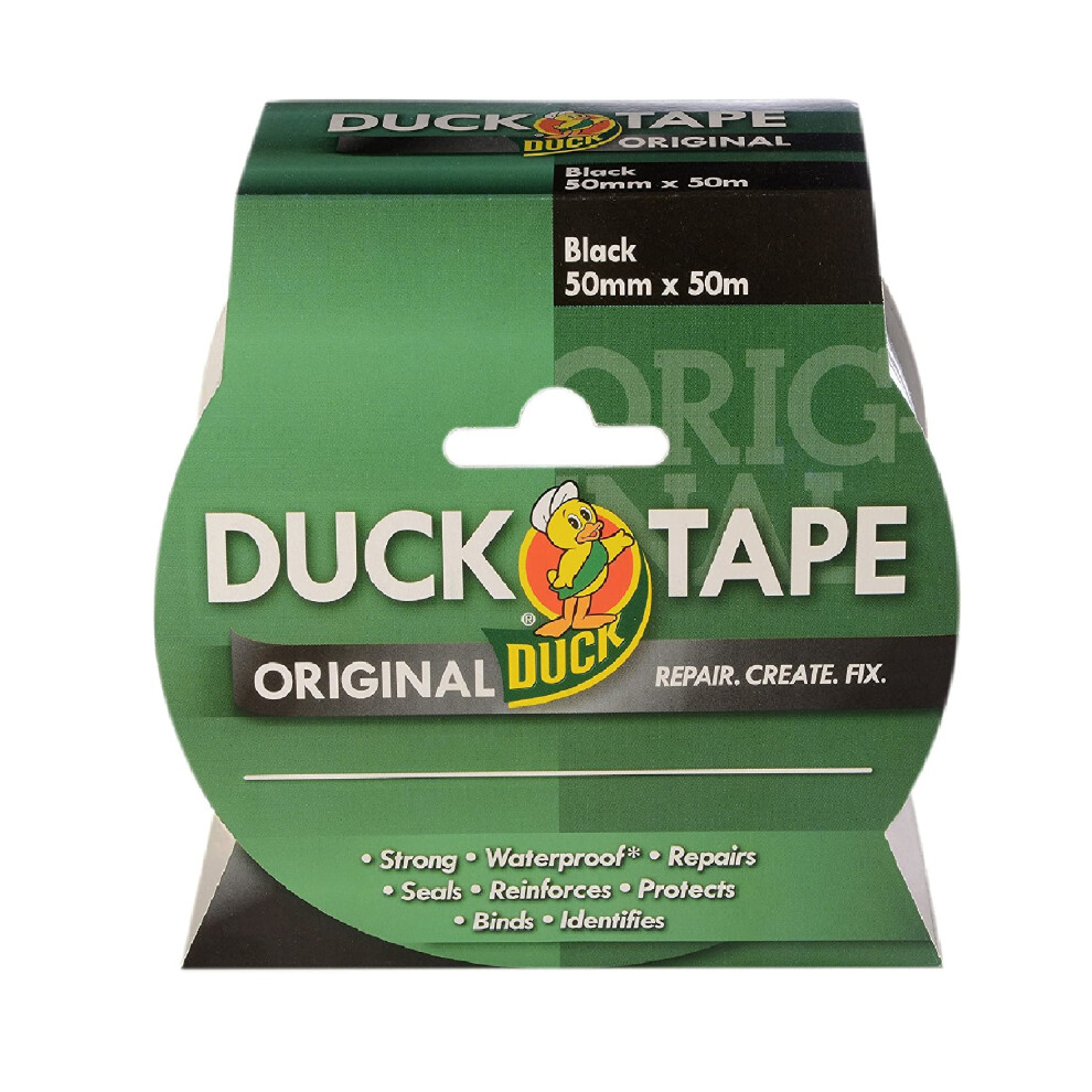 Duck Tape Original Black, 50Mm X 50M. The Original High Strength Waterproof Gaffer And Duct Adhesive Cloth Repair Tape 1014171749919