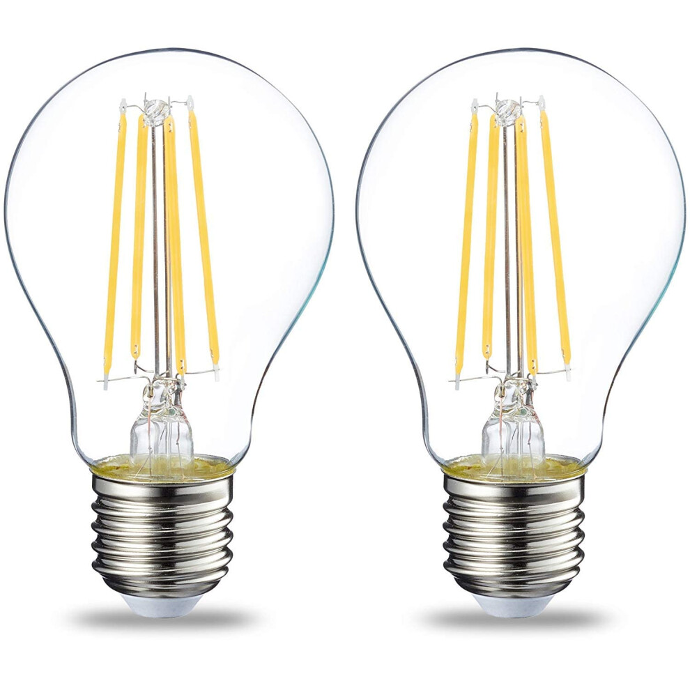 Amazon Basics LED E27 Edison Screw Bulb, 4.3W (Equivalent to 40W), Clear Filament, Warm White, Non Dimmable - Pack of 6