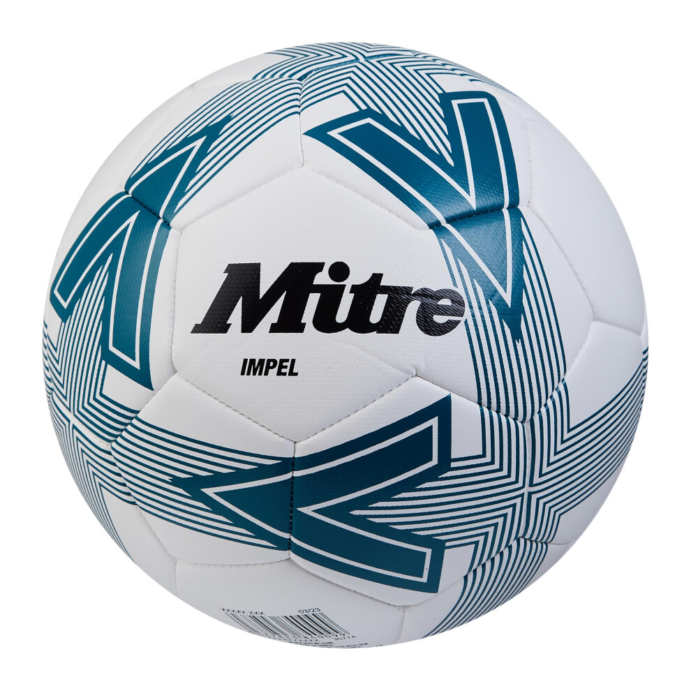 Mitre Impel L30P Football, Highly Durable, Shape Retention, For All Ages, White, Dark Green, Black, Ball Size 5