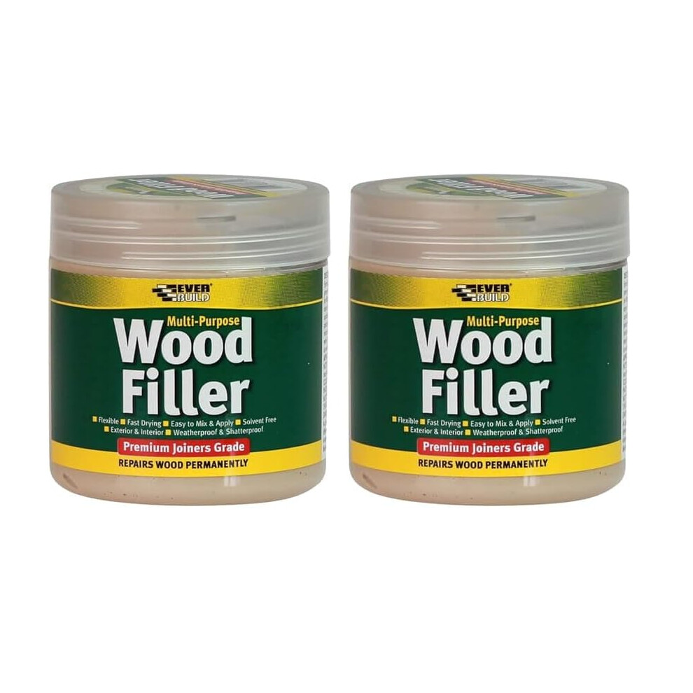 Everbuild Multipurpose Wood Filler – Suitable For Indoor And Outdoor Use – Sandable – White – 250ml (Pack of 2)