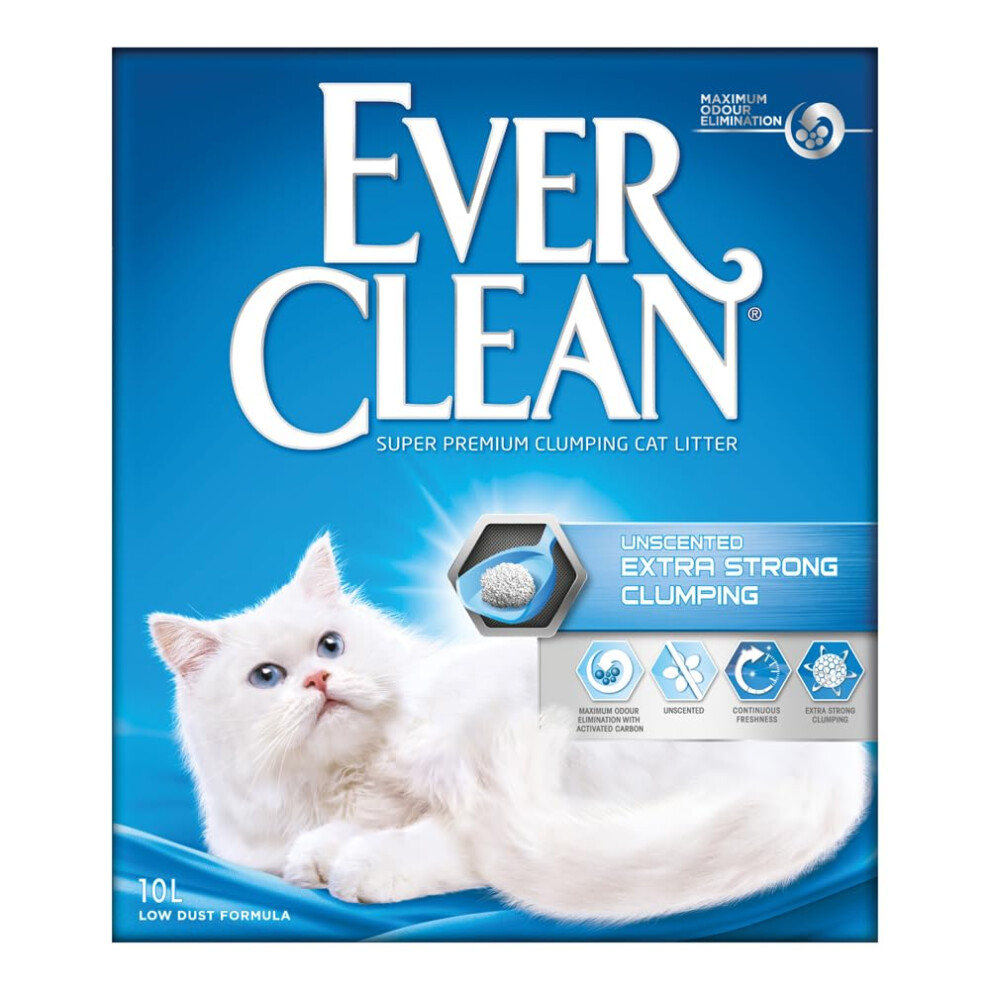 Ever Clean Clumping Cat Litter, Extra Strong Clumping Cat Litter, Unscented, Unbeatable Clumping Strength, 10L