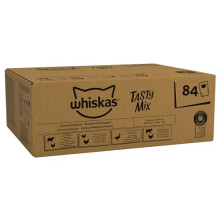whiskas 1+ Adult Tasty Mix in Gravy 84 Pouches, Adult Wet Cat Food, Country Collection, Megapack (84 x 85 g)