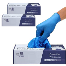 Surgicals Powder-Free Nitrile Gloves, Food-Grade, 200-Count, Blue, Large, Disposable