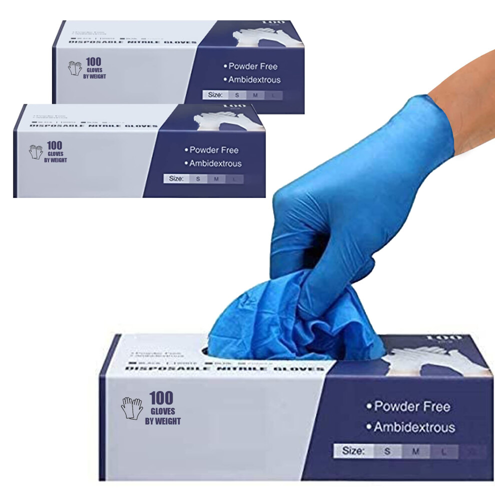 Surgicals Powder Free Nitrile Gloves, Food Grade, Hand Disposable Gloves - 200 Count - Blue (200, Large)