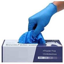 Surgicals Powder Free Nitrile Gloves, Food Grade, Hand Disposable Gloves - 100 Count - Blue (100, Large)