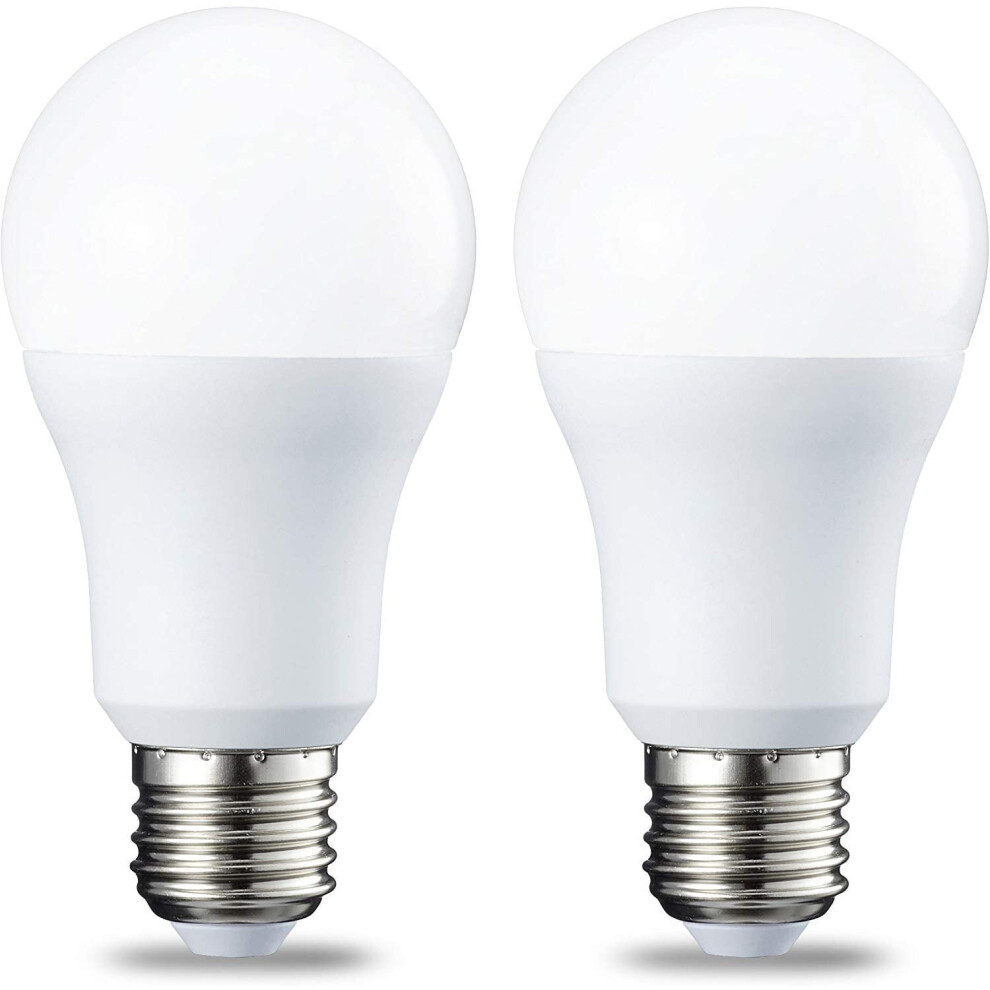 Amazon Basics LED E27 Edison Screw Bulb, 10W (Equivalent to 75W), Cool White, Non Dimmable - Pack of 2