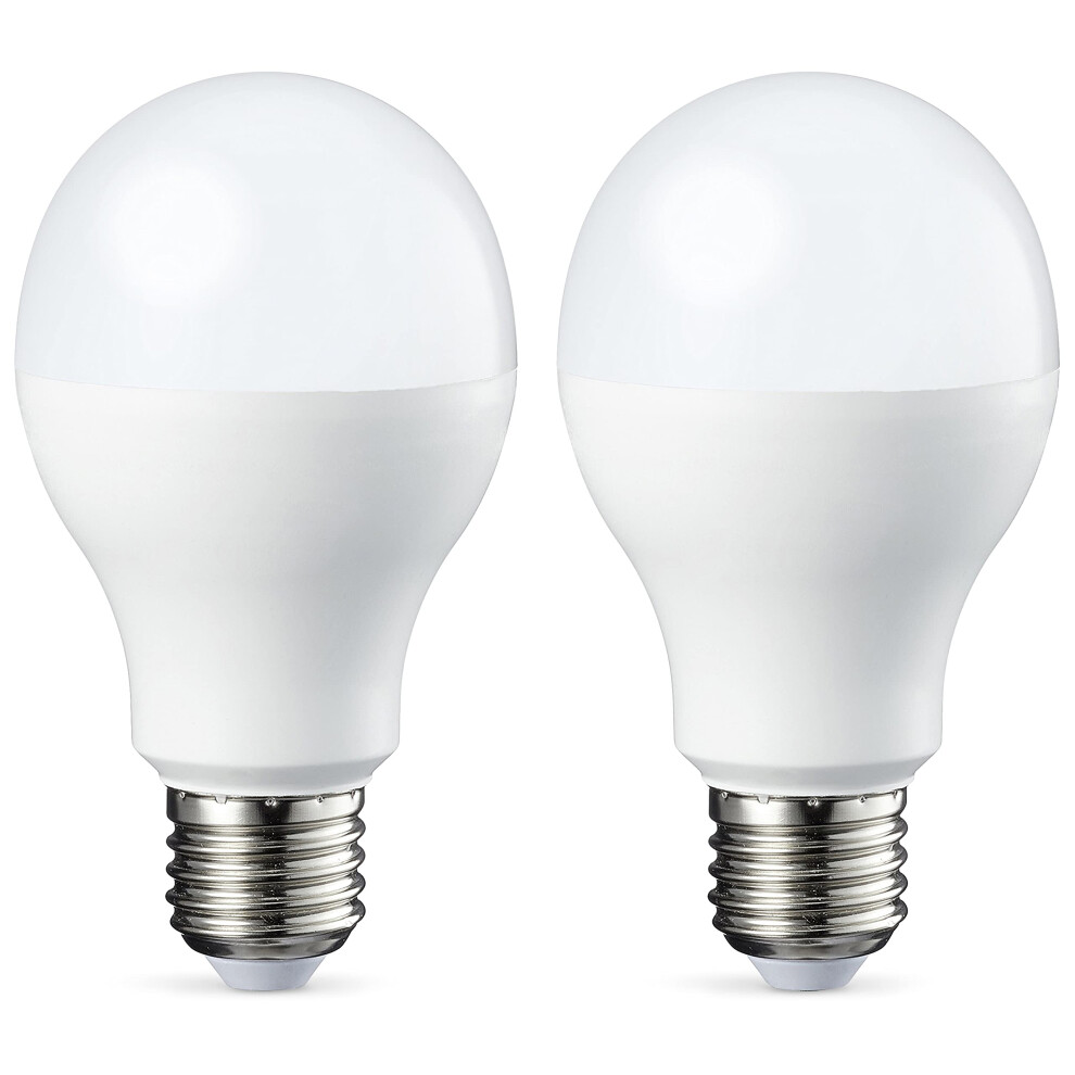 Amazon Basics LED E27 Edison Screw Bulb, 14W (Equivalent to 100W), Warm White, Dimmable - Pack of 2