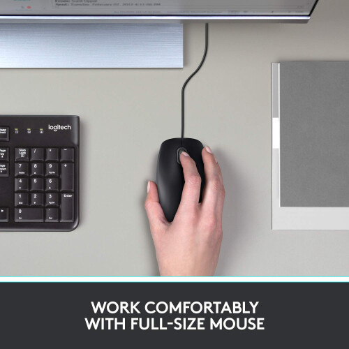 Logitech Logitech B100 Wired USB Mouse, 3-Buttons, Optical Tracking, Ambidextrous PC / Mac / Laptop - Black 2