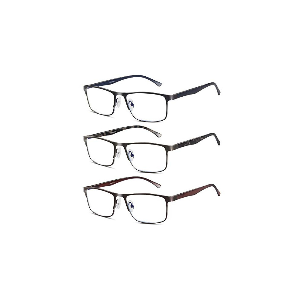 Lcbestbro 3 Pack Business Blue light Blocking Reading glasses for Men 15 Metal Readers