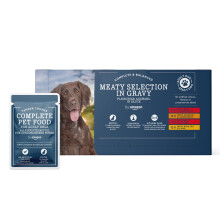 by Amazon Complete Food for Adult Dogs, Meat Selection in Gravy, 4.8 kg (48 Packs of 100g)