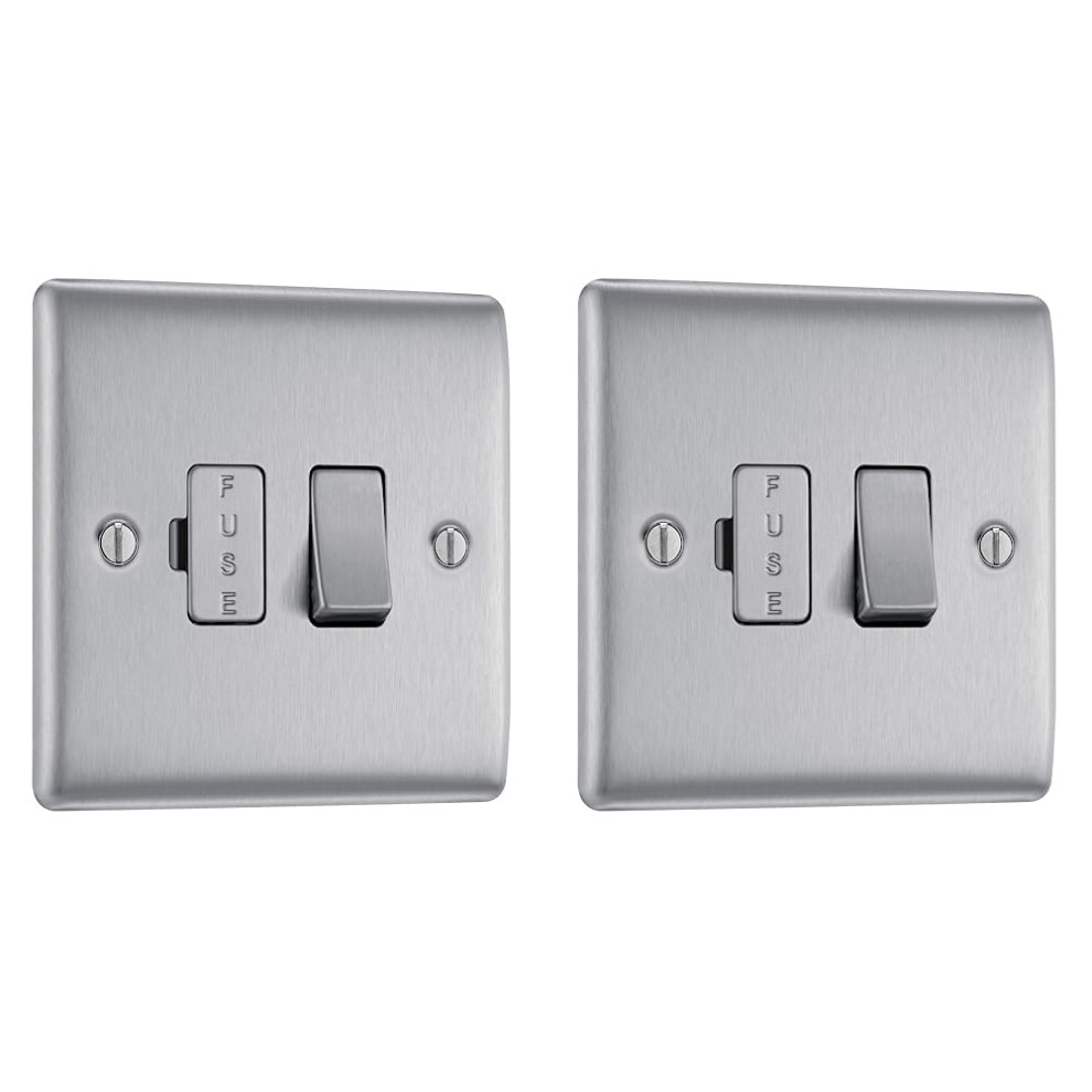 Photos - Other Electrical Equipment BG Electrical NBS50-01 Switched Fused Connection Unit, Brushed Steel, 13 Amp (Pack of 2)