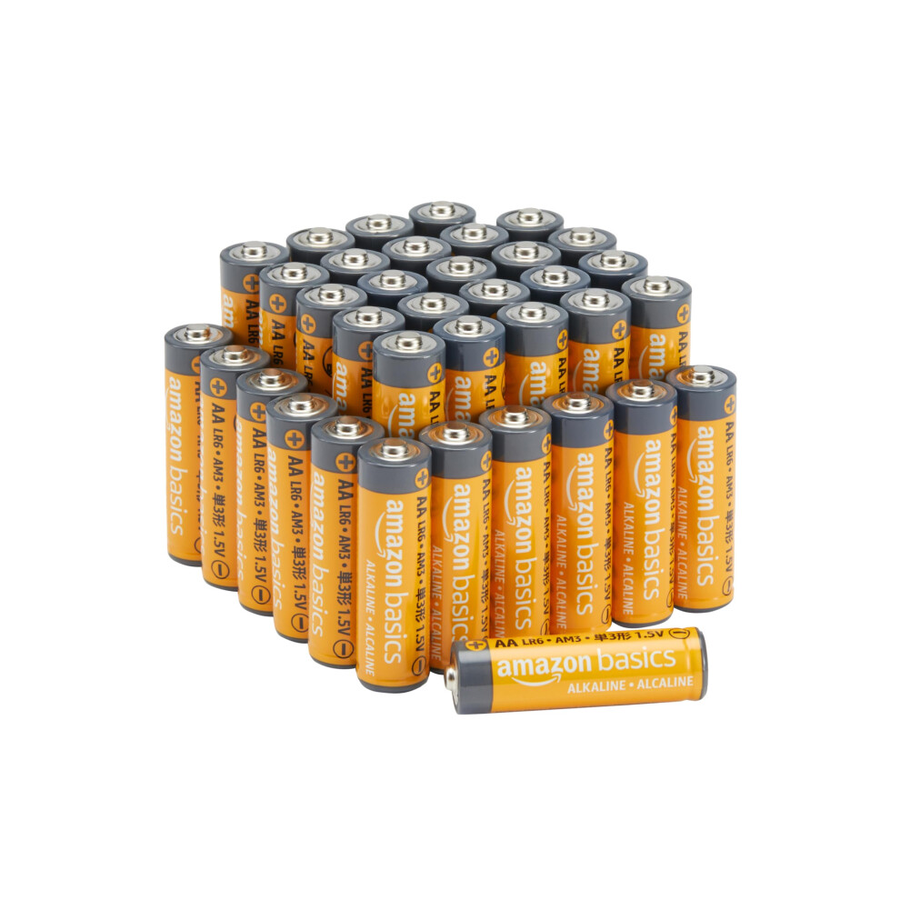 Amazon Basics AA 1.5 Volt Performance Alkaline Batteries, 10-Year Shelf Life, 36-Pack