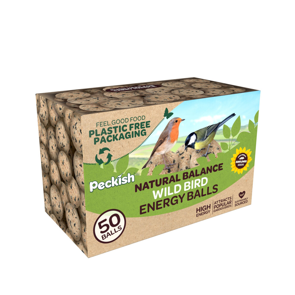 Peckish Natural Balance High Energy Fat Balls for Wild Birds - 50 fat ball Box, Brown