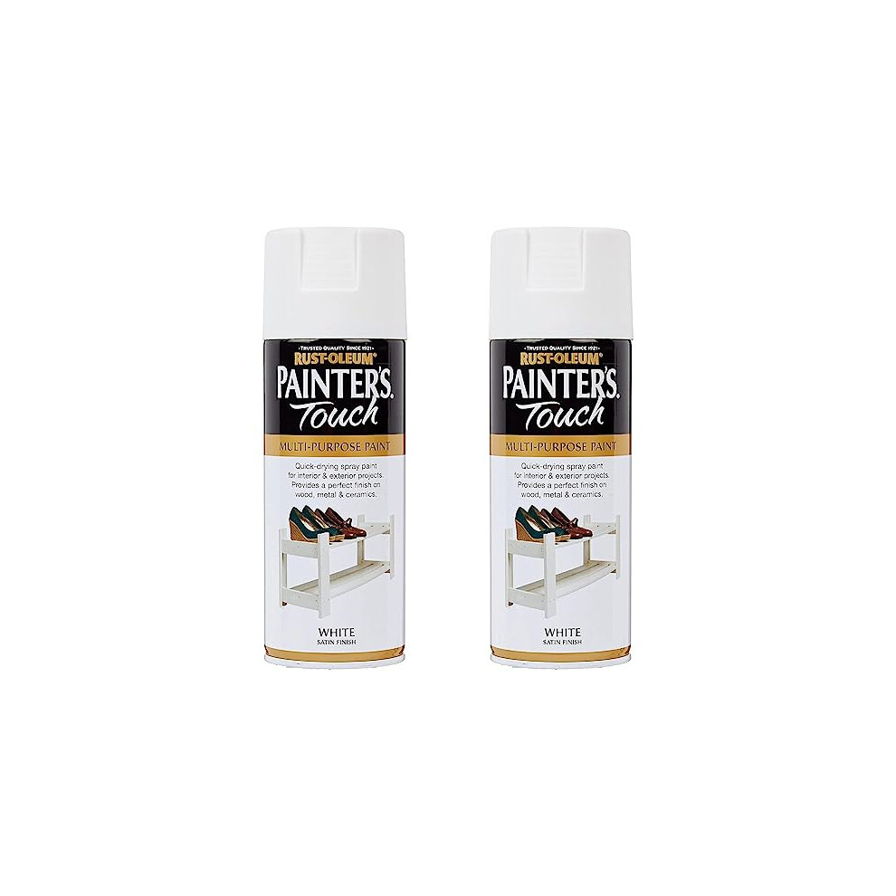 Rust-Oleum AE0050002E8 400ml Painters' Touch Spray Paint - Satin White (Pack of 2)