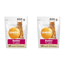 IAMS Complete Dry Cat Food for Senior 7+ Cats with Chicken 800 g (Pack of 2)