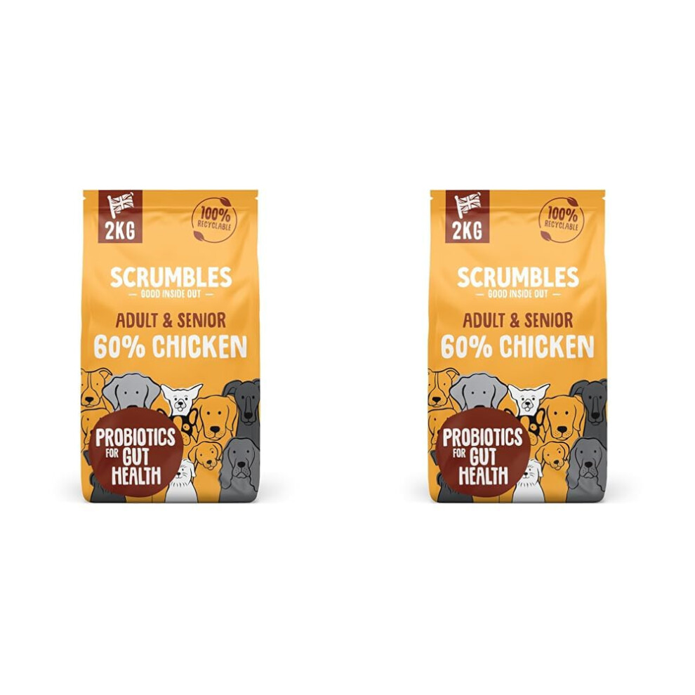 Scrumbles Dry Dog Food With Fresh Chicken, 2 Kg (Pack Of 2),Package May Vary