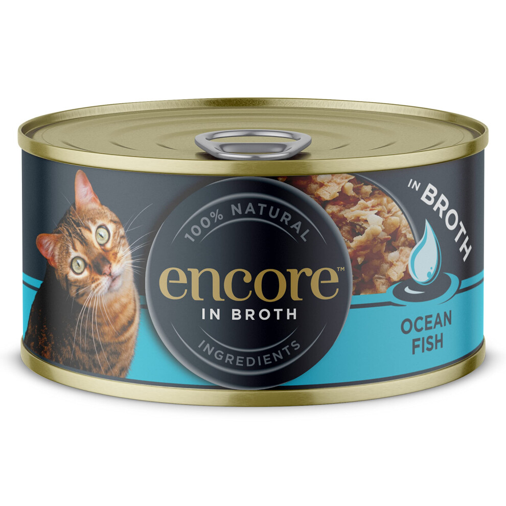 Encore 100% Natural Cat Food, Ocean Fish In Broth Tin 70 G (Pack Of 16)