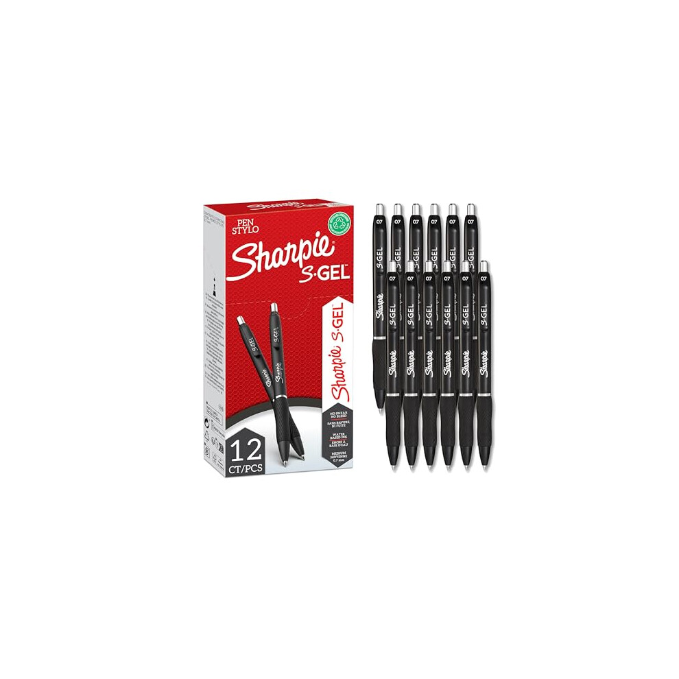 Sharpie S-Gel | Gel Pens | Medium Point (0.7mm) | Black Ink | 12 Count