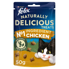 Felix Naturally Delicious Chicken and Catnip Cat Treats 50g, Pack of 8