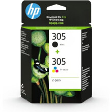 HP 305, Black/Tri-Colour Original Ink Cartridges (6ZD17AE), Pack of 2