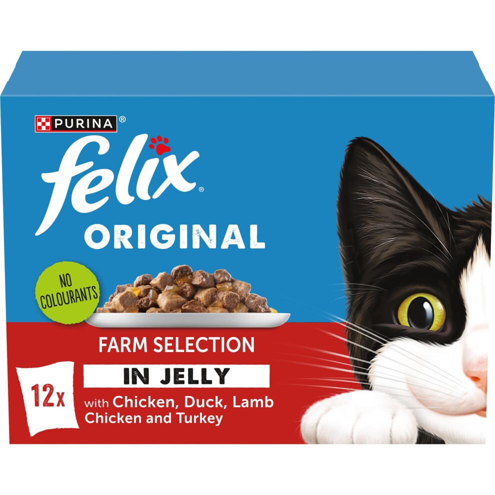 Felix Original Farm Selection In Jelly Wet Cat Food 12X85g (Pack Of 4)