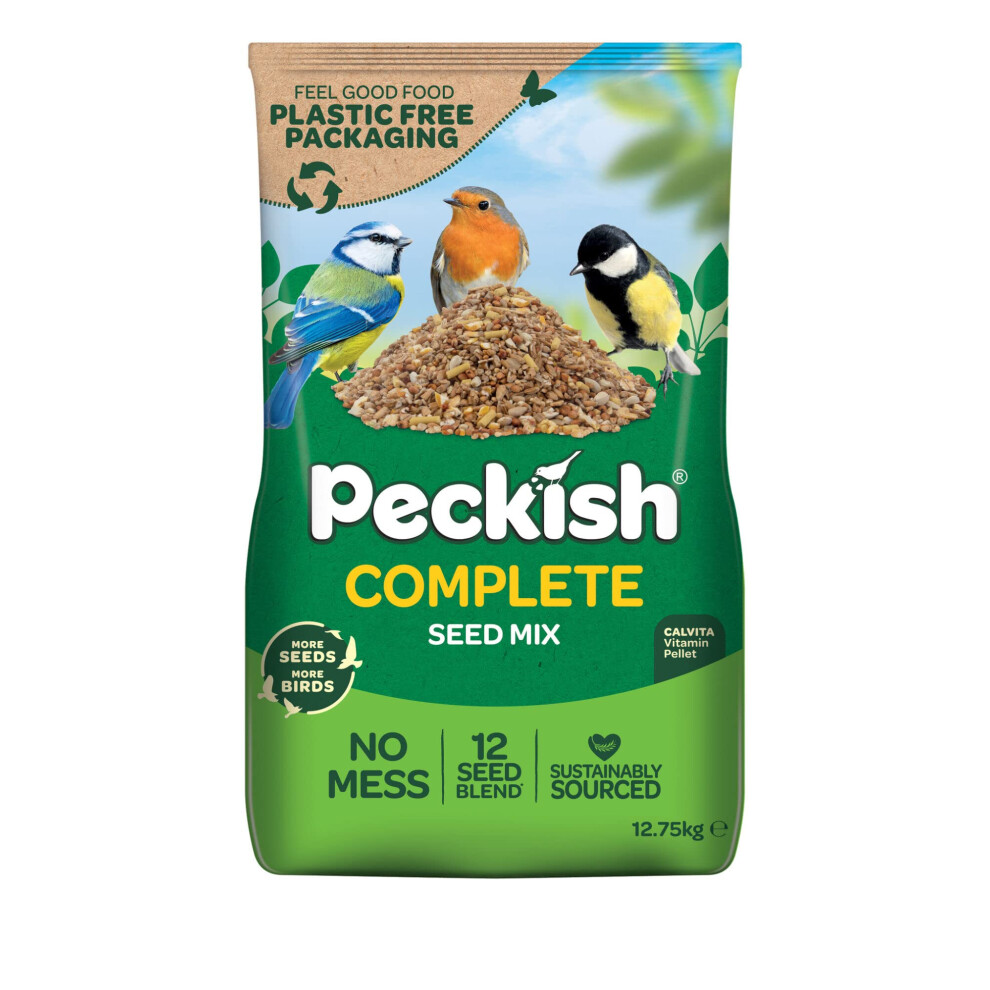 Peckish Complete Seed and Nut No Mess Wild Bird Food Mix, 12.75kg