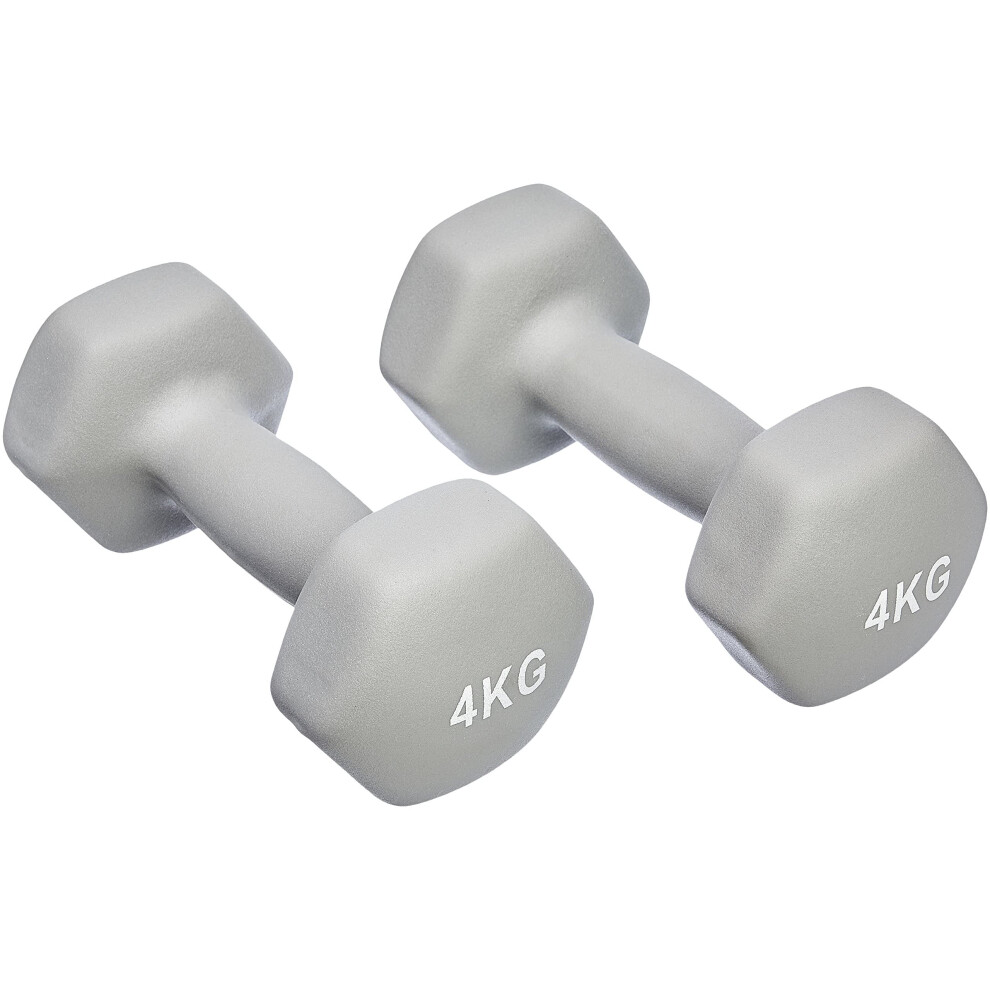 Amazon Basics Neoprene Dumbbell Pair, 8 kg, 4 kg (Set of 2), Grey