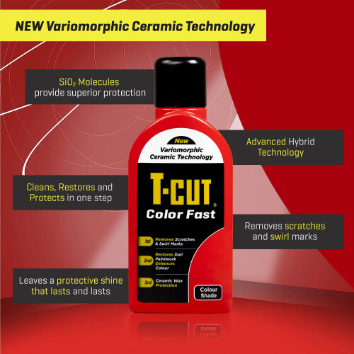 T-Cut Colour Fast 3-in-1 Paintwork Renovator, Light Red, 500ml 2
