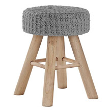 Monarch Specialties I 9013 Pufe otomano Apoio para os ps Banqueta para ps 12"" Pernas redondas de madeira de veludo cinza natural contemporneo moderno