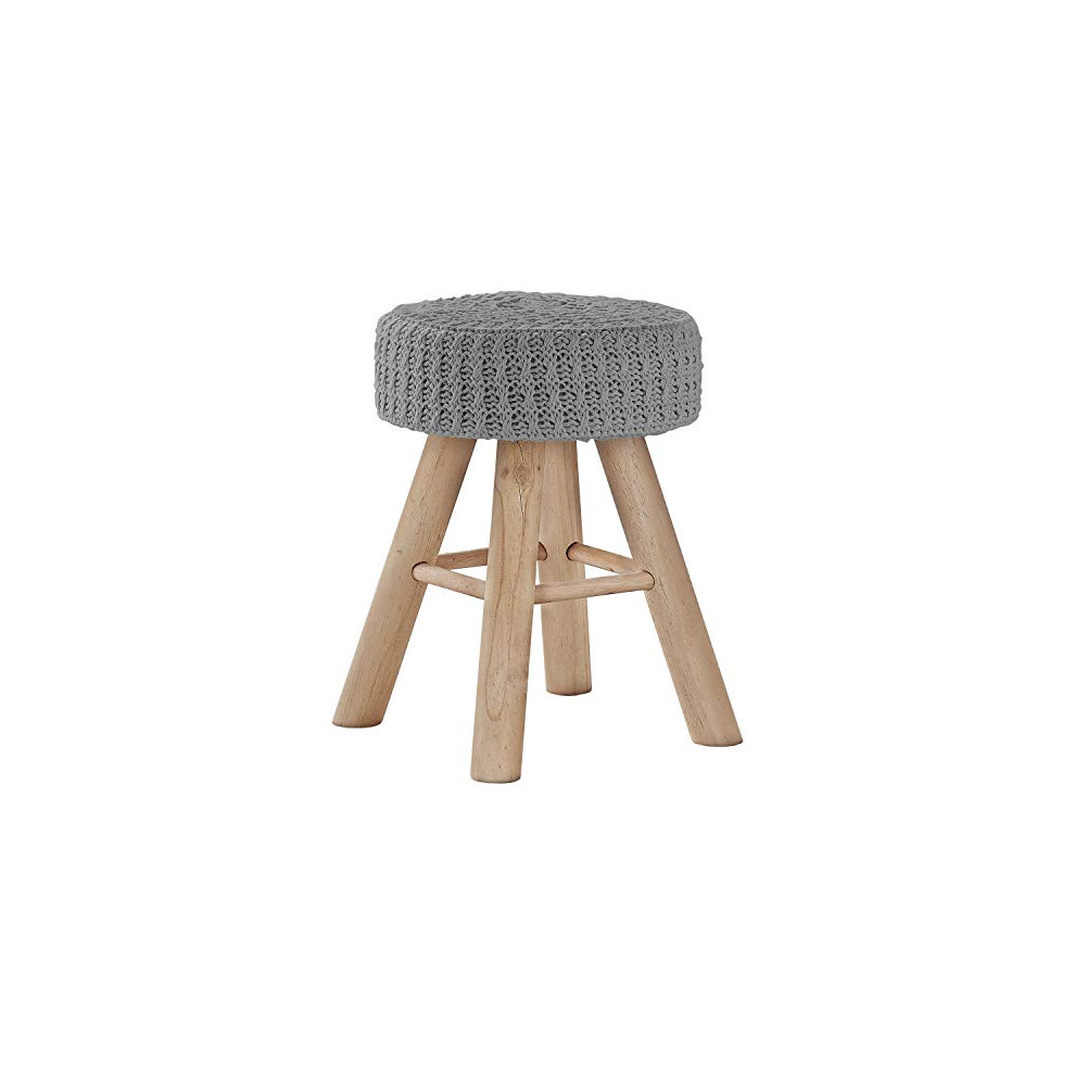 Pouf ottoman Monarch Specialties I 9013, repose-pieds, 12 pieds ronds en velours et bois, gris, naturel, contemporain, moderne