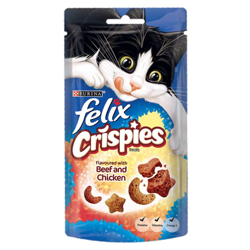 Felix Crispies Cat Treats Beef And Chicken 45G, Pack Of 8